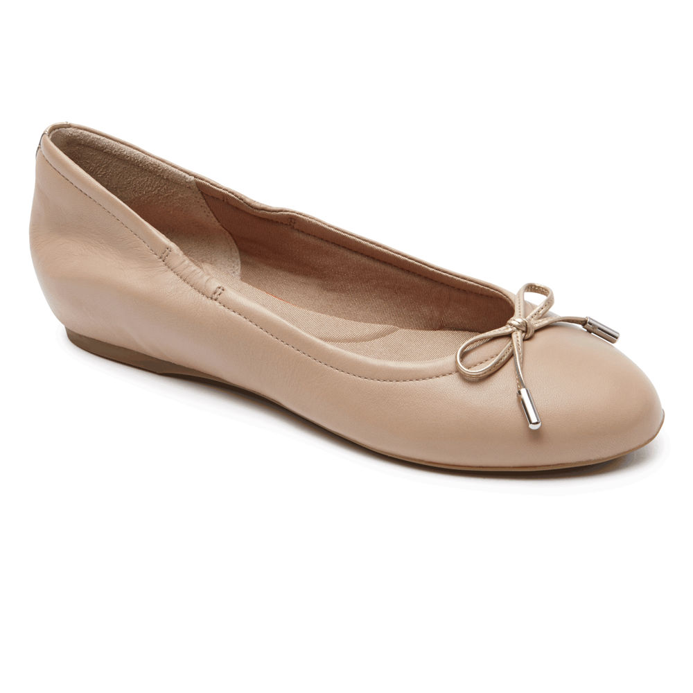 Rockport Flats For Womens Pink - Total Motion Hidden Wedge Tied Ballet - MI4065719